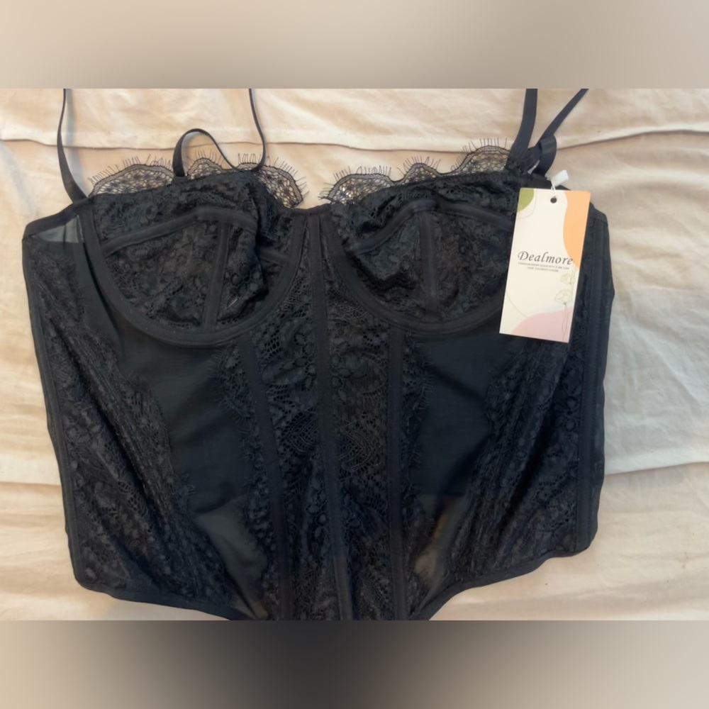 Black Lace Bustier Corset Top -  Women Intimates & Sleepwear
